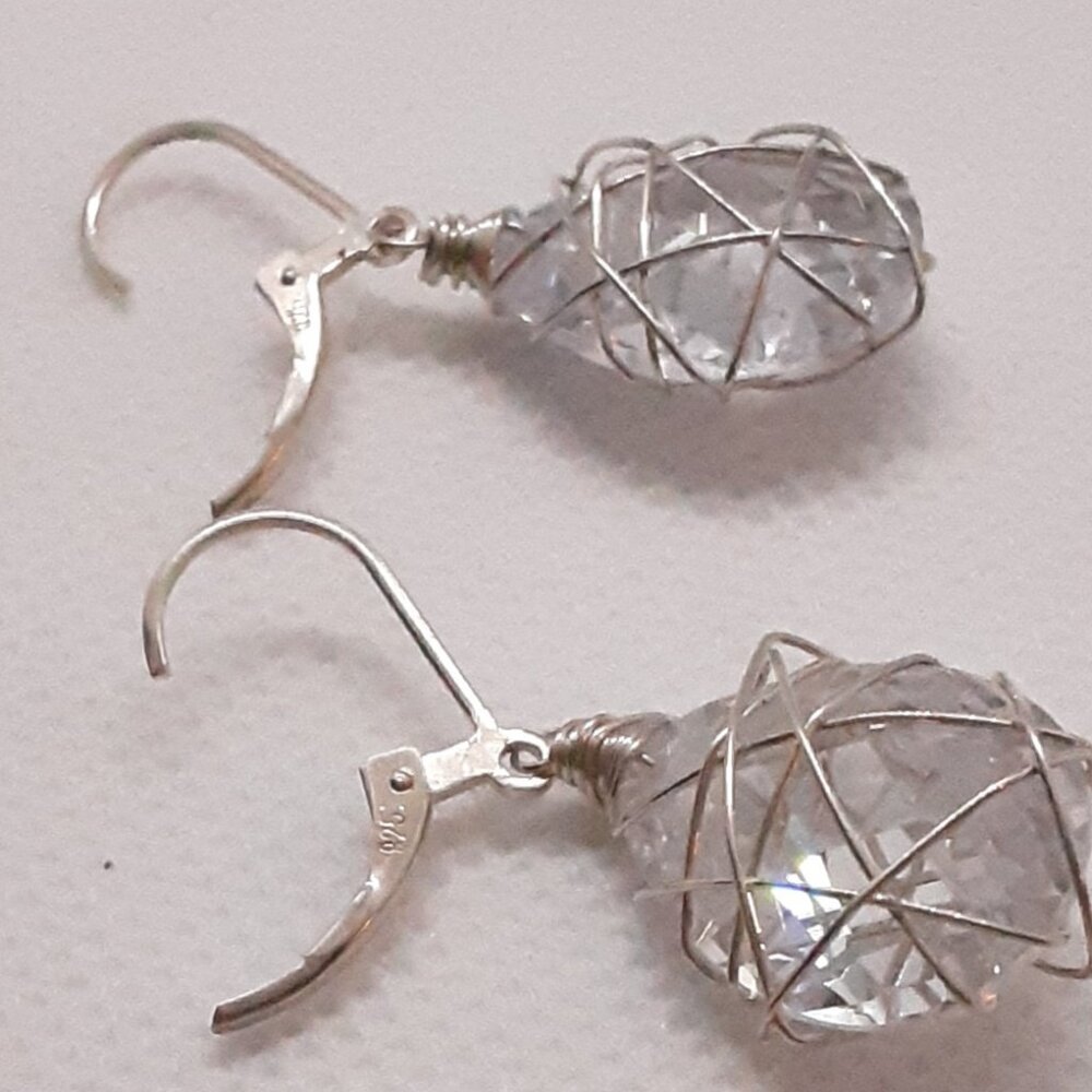 Designer Nina Nyugen -- New sterling silver and wrapped crystal drop earrings - Picture 10 of 10